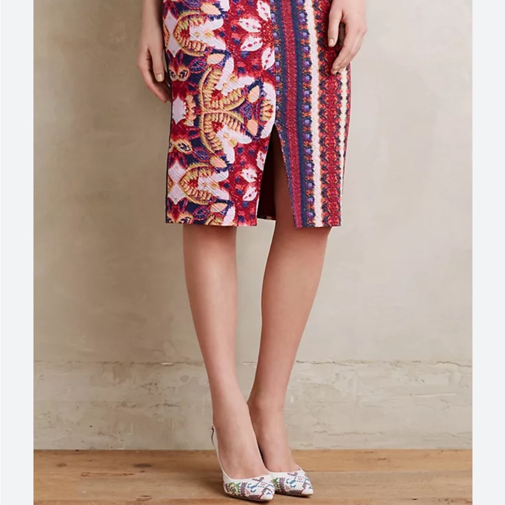 Maeve Red and Pink Pencil Skirt